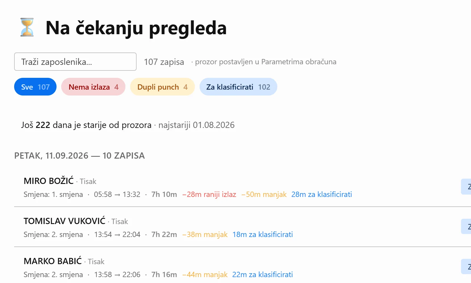 Red pregleda, svijetla tema